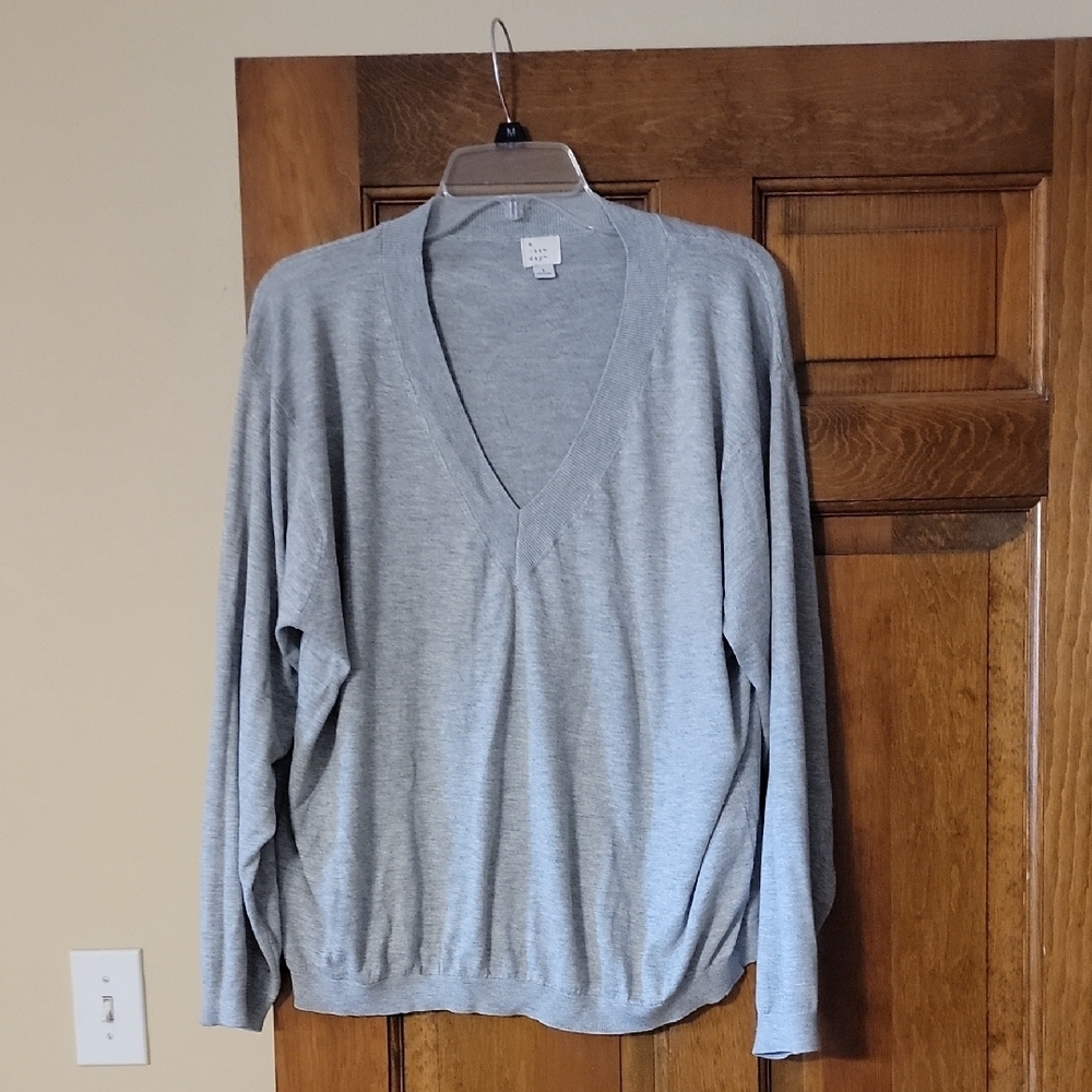 a new day Light Gray V-Neck Sweater